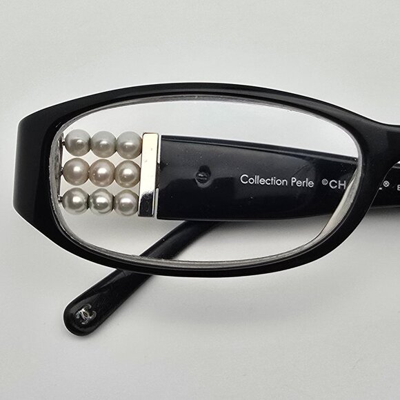 Chanel 3155-H c 1103 Collection Perle Black Eyeglasses Frame w/ Case Italy 53mm - Picture 13 of 16